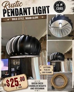 Super cool rustic pendant light with a bold industrial look! 🖤