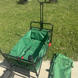 BEAU JARDIN Collapsible Folding Wagon Cart, Green