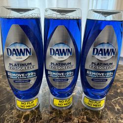 Lot of 3 Dawn Platinum EZ-Squeeze Dish Soap Fresh Rain