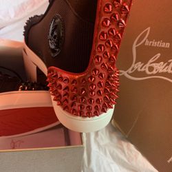 🔥 Louboutin "Pik Pik" High-Tops – Black & Red Metallic Spikes – RIZZ!