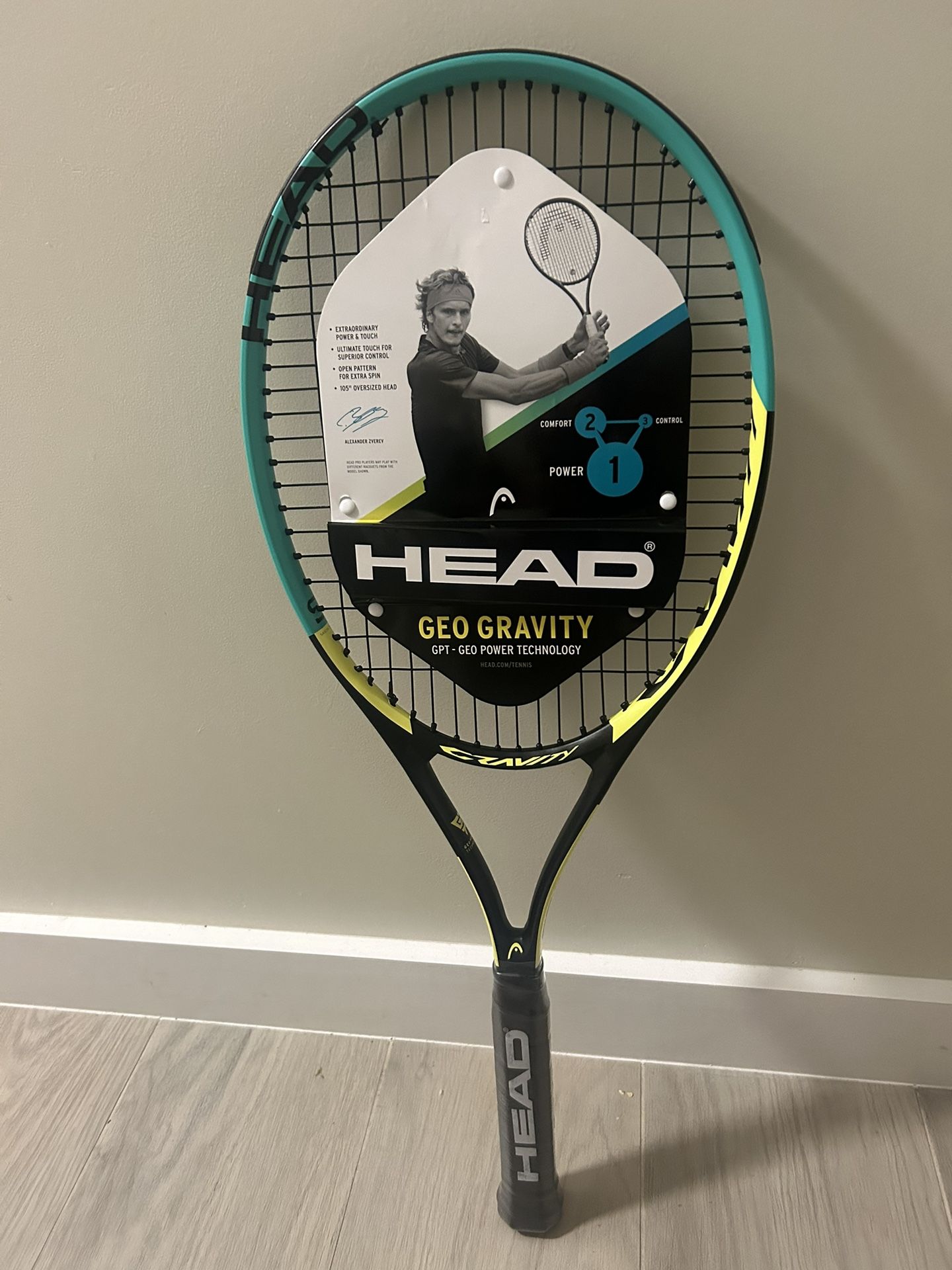 Head Geo Gravity Tennis Racquet Racket GPT Alexander Zverev Grip 4 3/8 NEW