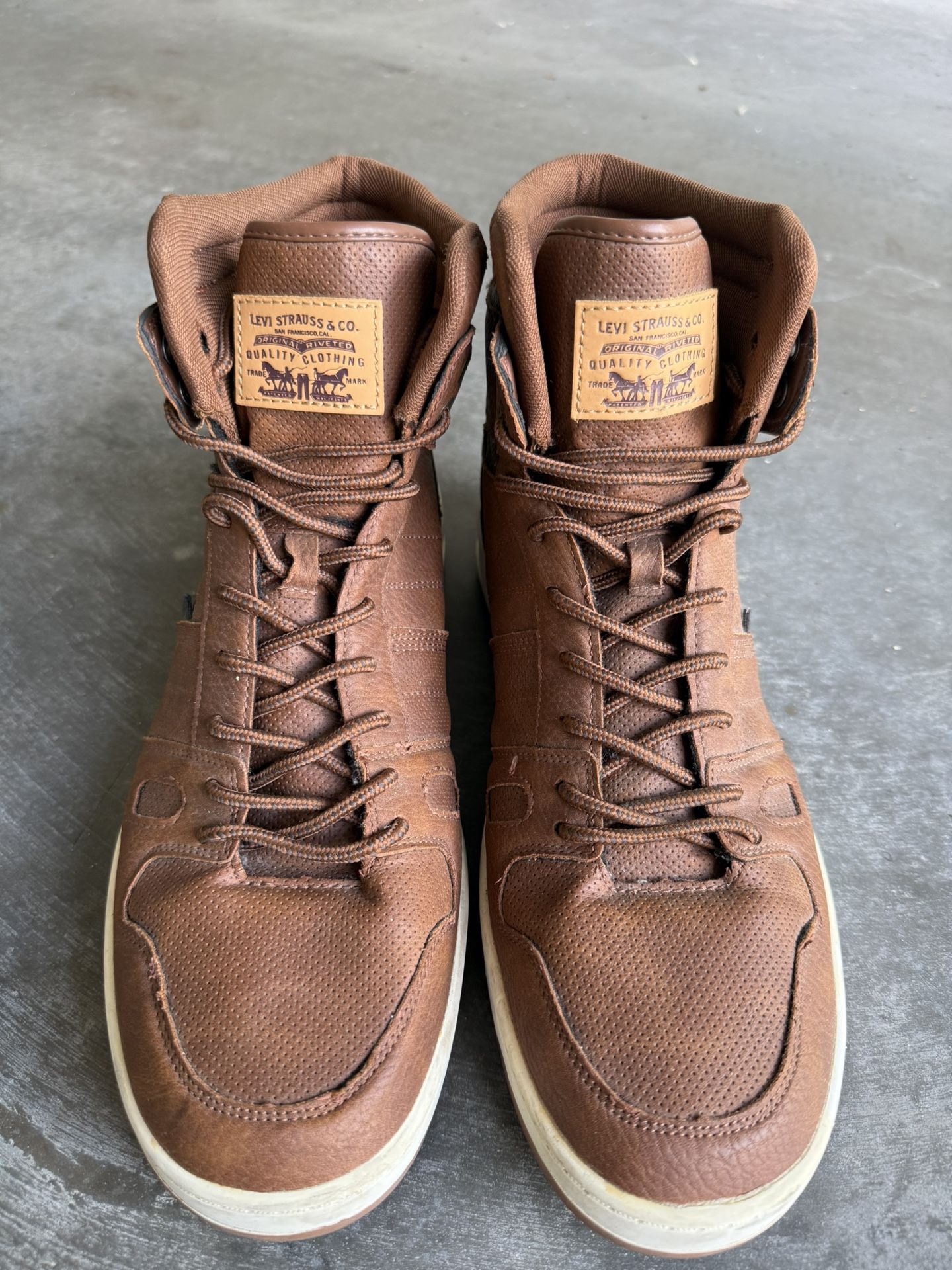 Levi Strauss Men's High Top Ankle Sneakers Shoes  Brown White Size: 13 US