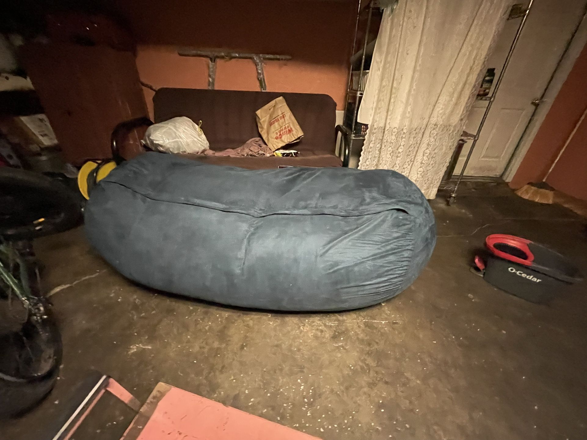 6.5-foot navy blue bean bag
