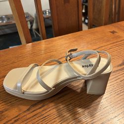 Women’s Chunky Heels Two Strap Platform Heels