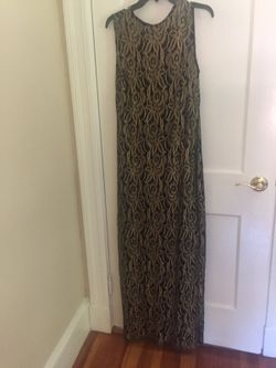 Kay Unger black and gold maxi dress size 12