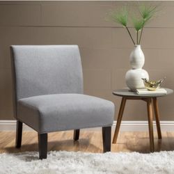 Comfortable Upholstered Gray Fabric Slipper Accent Chair