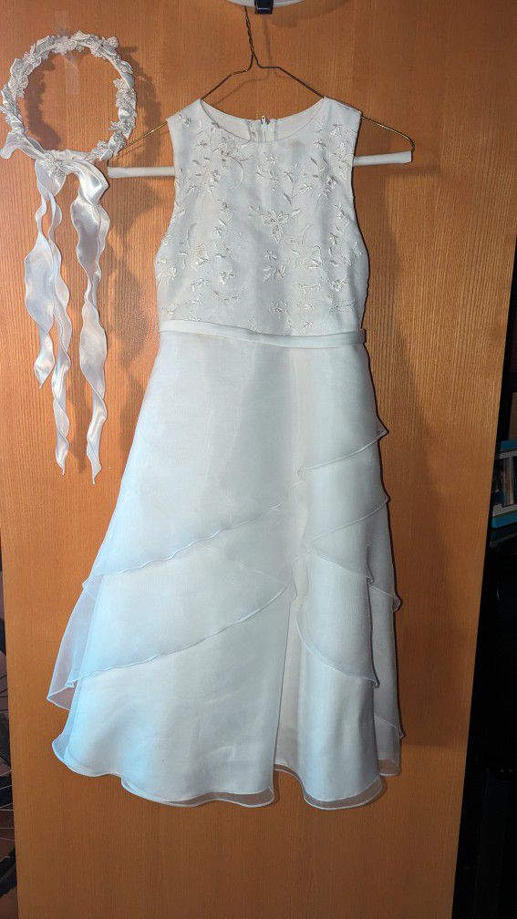 First Holy Communion / FlowerWhite Dress And Headpiece