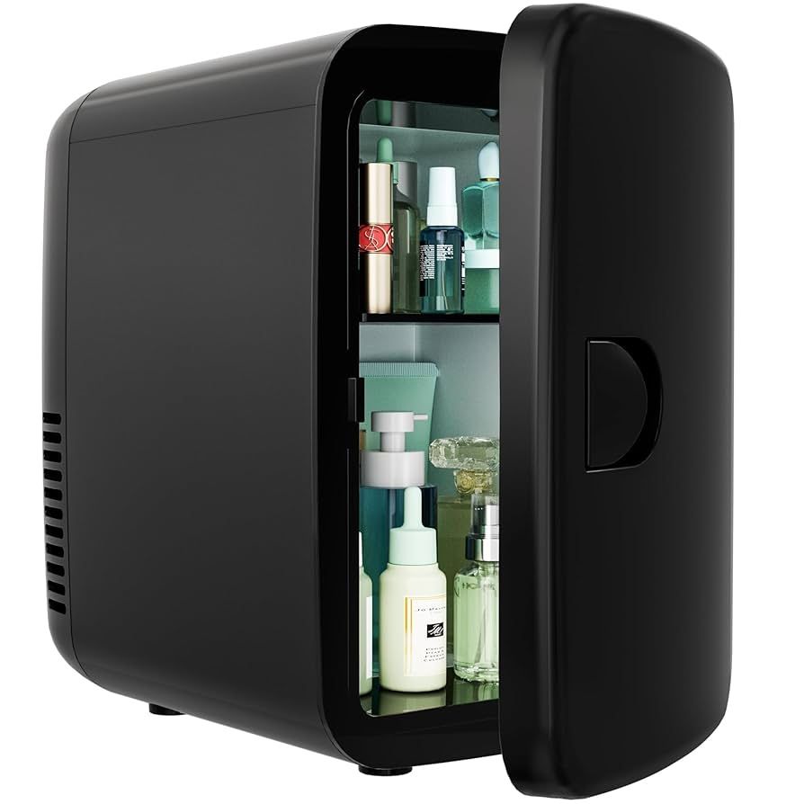 Mini Fridge, 4 Liter/6 Cans AC/DC Small Refrigerator for Skincare, Portable Cooler and Warmer for Skin Care, Cosmetics, Beverage, 4L Makeup