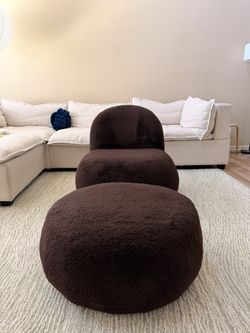 Chocolate Dark Brown Accent Chair And Ottoman