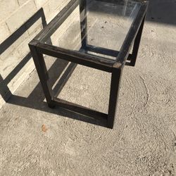 Small  End Table Wood With Glass Top