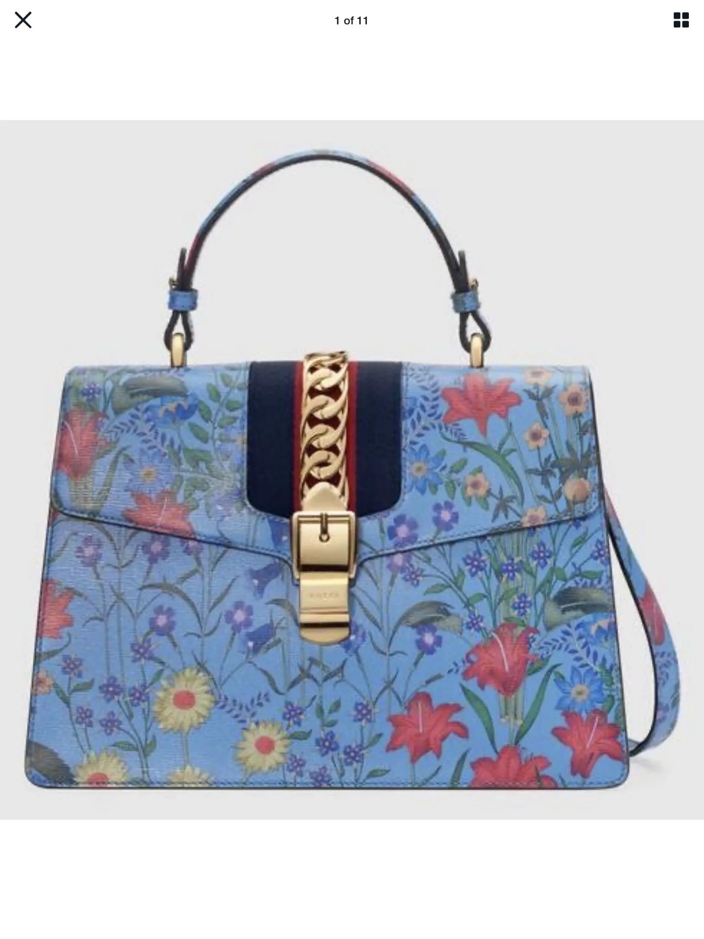 NEW Gucci Sylvie Shanghai New Flora Medium Top Handle Shoulder Bag$3850