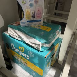 Pampers Diapers Size 1 & 2 and Johnson Shampoo and Lotion 