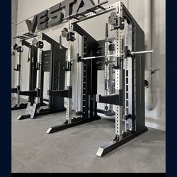 3IN1 Half Rack Smith Machine with Cable Pulley System and 200 Ib Weight Stacks $3,500+tax