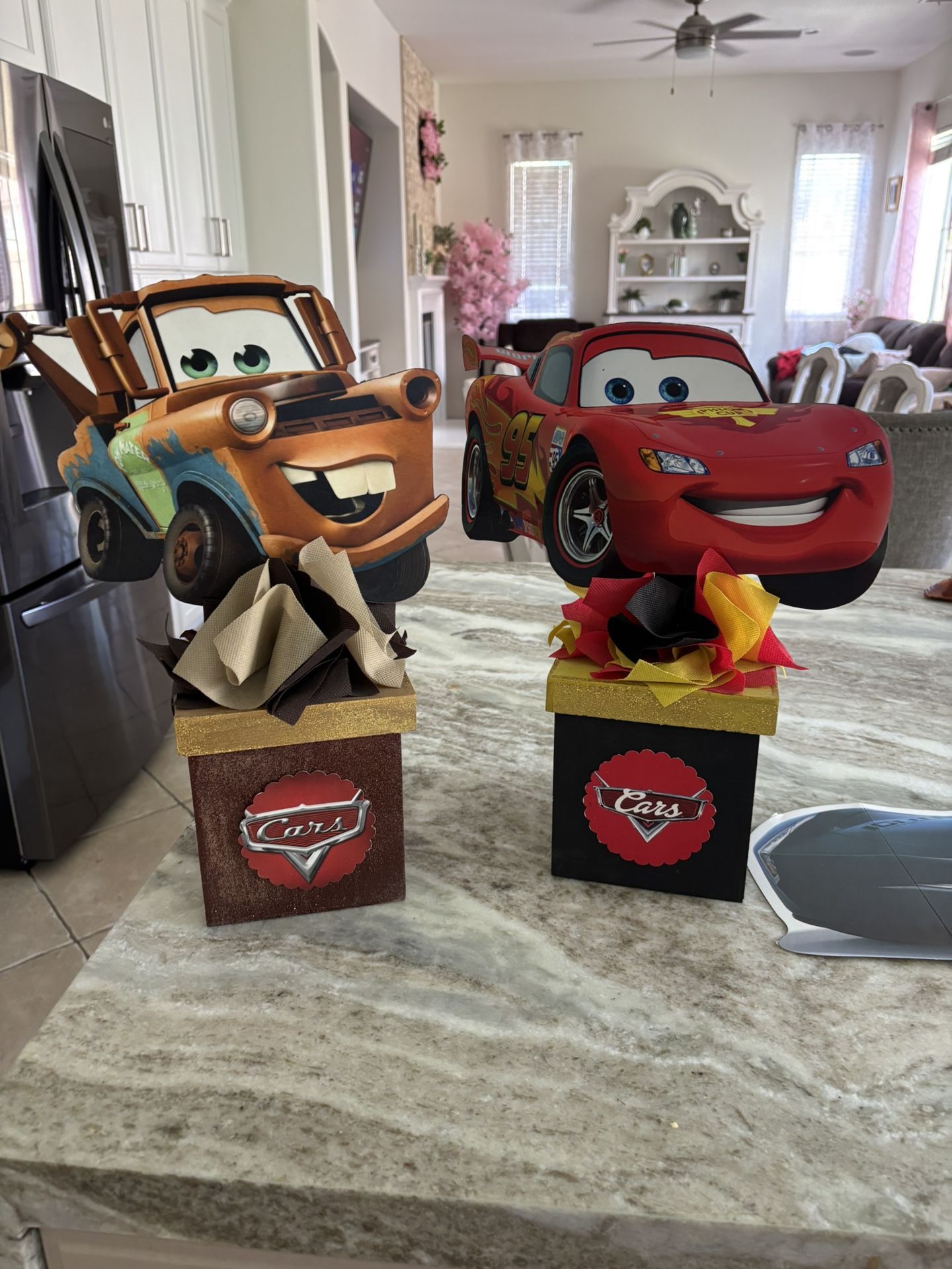 2 pixar Cars Birthday centerpieces Decor