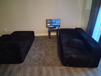 Black Corduroy Modular Sectional Sofa Set