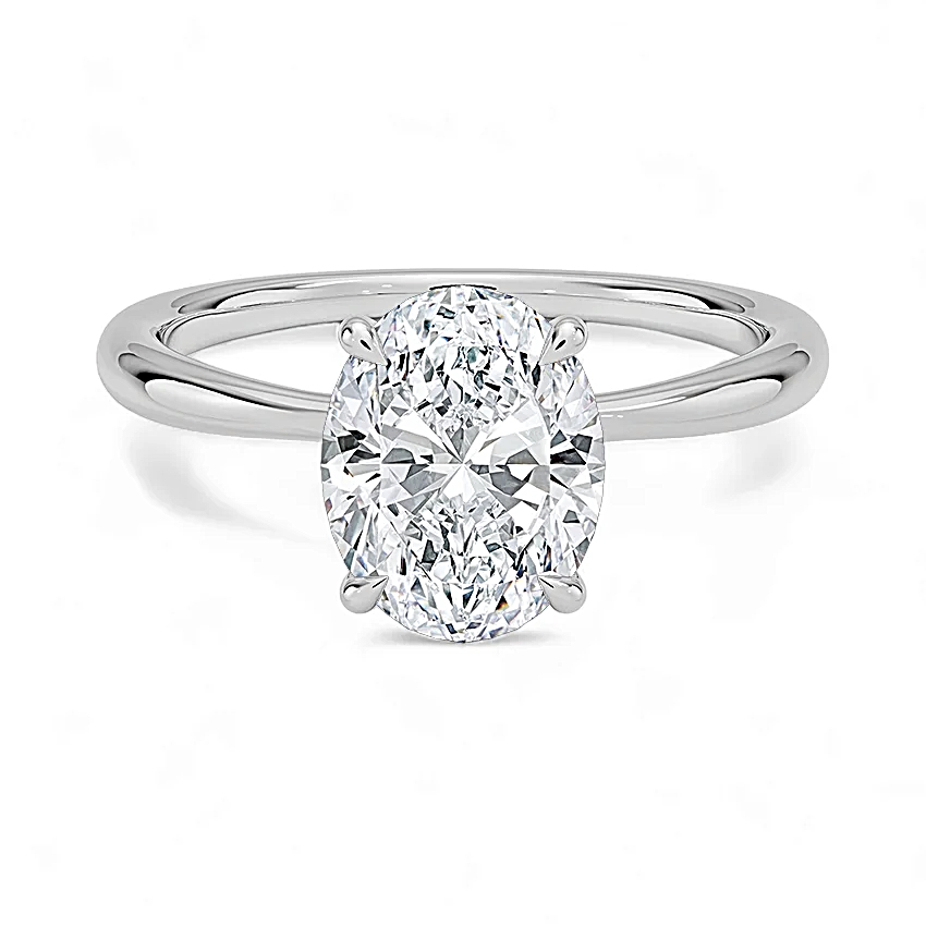 1.00 Carat White Gold Solitaire Engagement Ring with IGI Certified Oval Cut Lab Grown Diamond.
