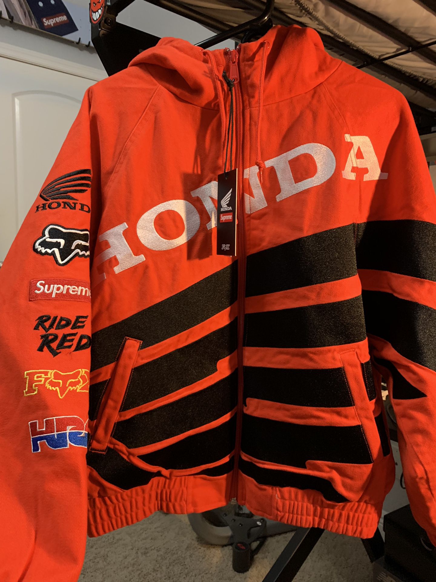 Medium, new, Red Supreme Honda Racing Jacket