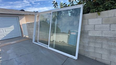 Large Sliding Glass Door with White Frame