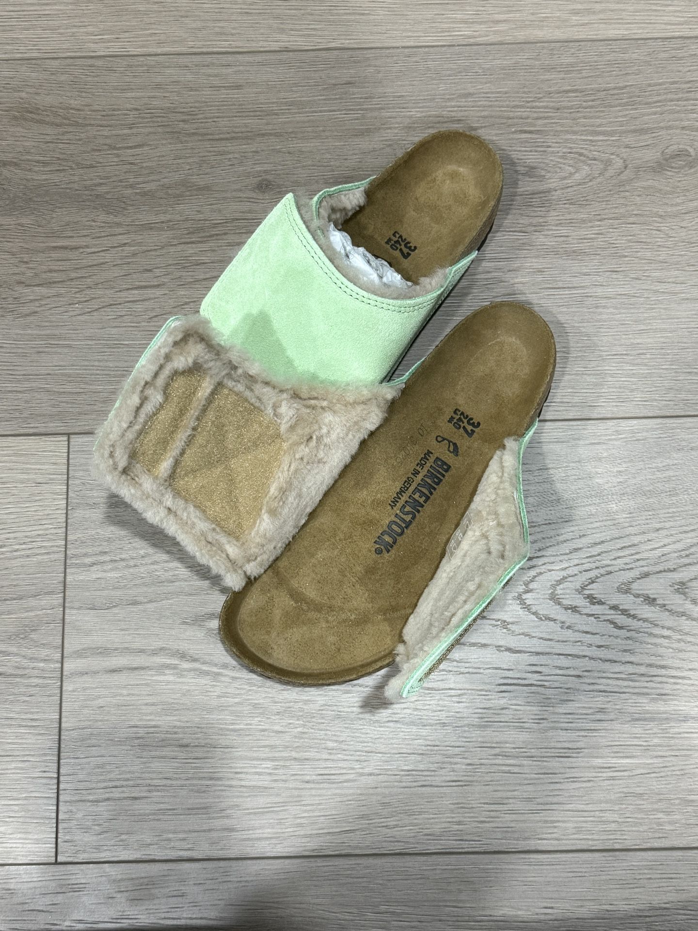 Stussy x Birkenstock Solana Shearling Slide Washed Green