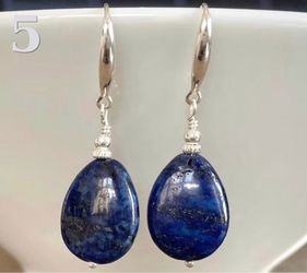 Lapis Lazuli Drop Earrings Silver Leverback