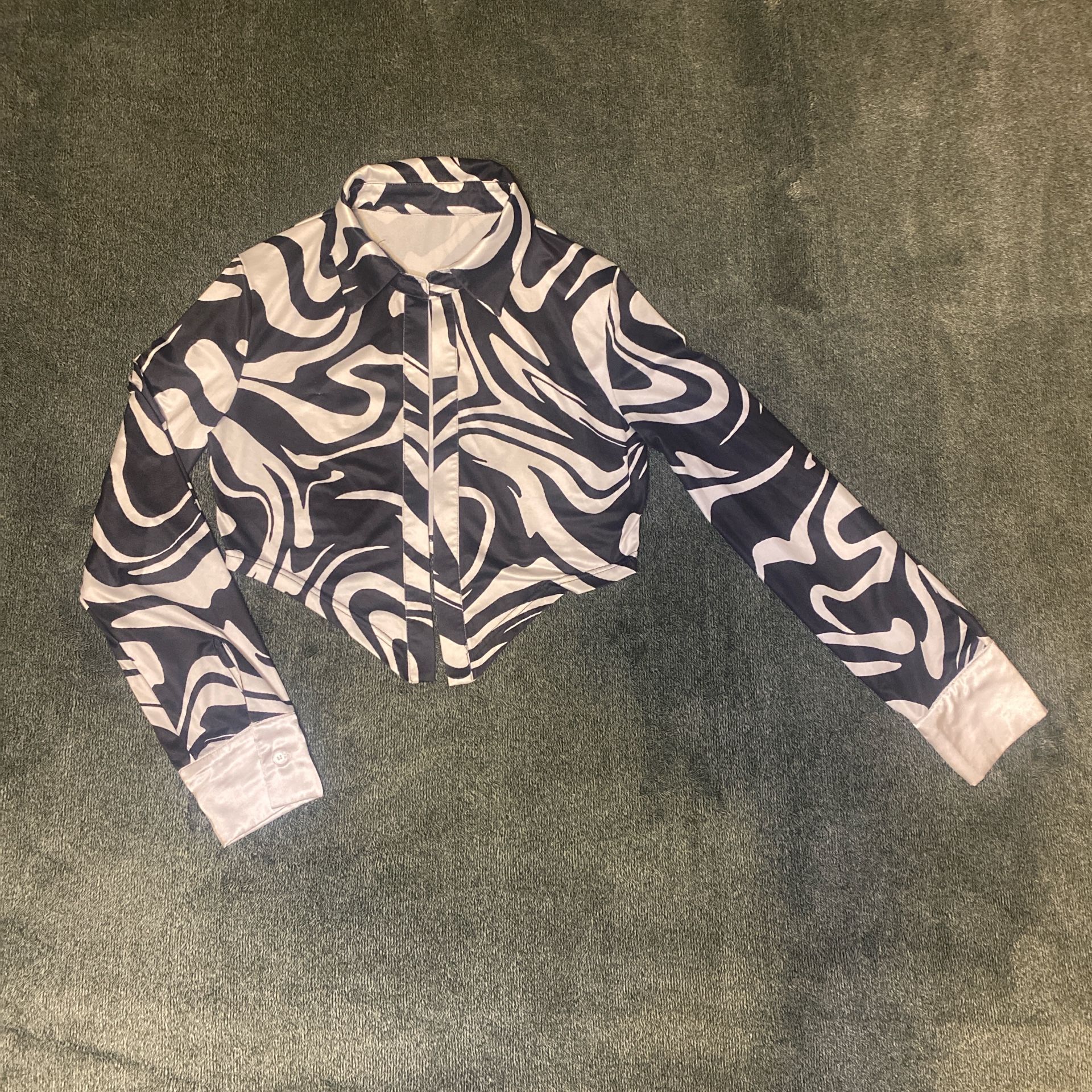 Zebra Print Cropped Blouse