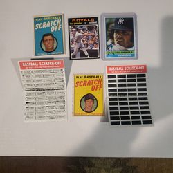 2 Vintage  Lou Piniela Cards. 4 Play Baseball Stratch Off Cards.  2 Stratched Off 2 That Are Not