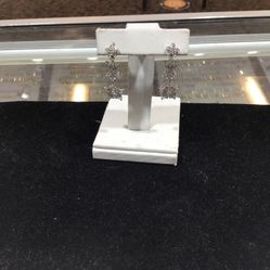 White Diamond Dangle Studs