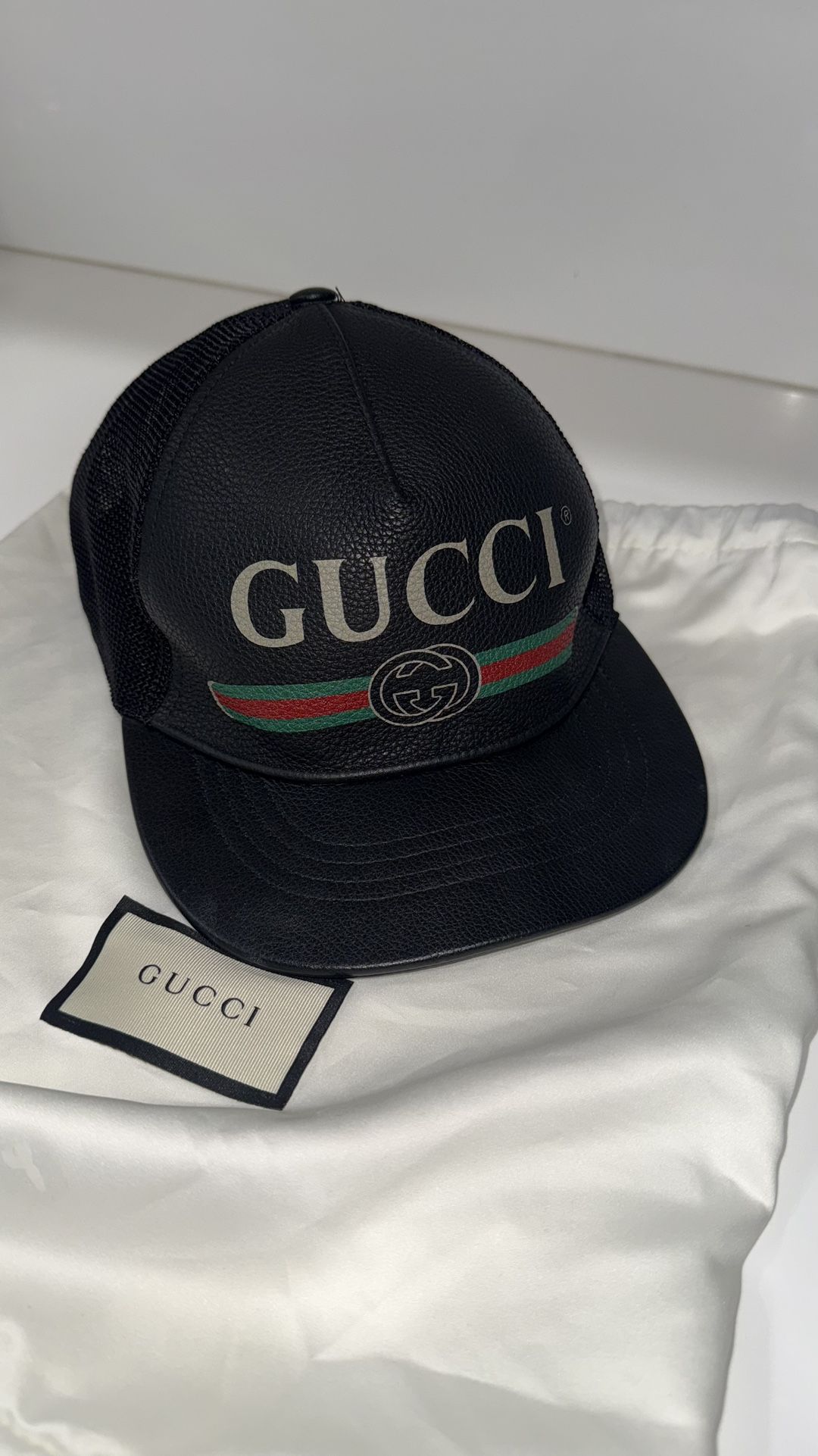 Gucci Leather/mesh Hat (NEW) Size Large 