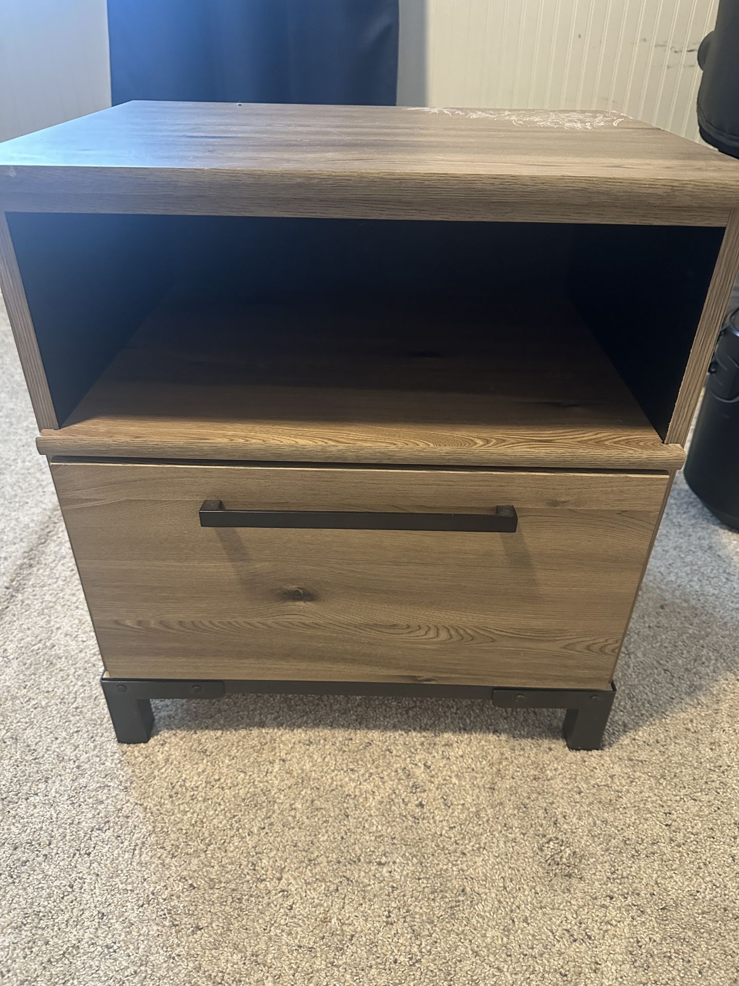 Wood Nightstand With Drawer End Table Storage Bedroom Furniture