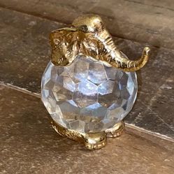 24 Kt Gold Plated Lead Crystal Menagerie Elephant Paperweight Figurine