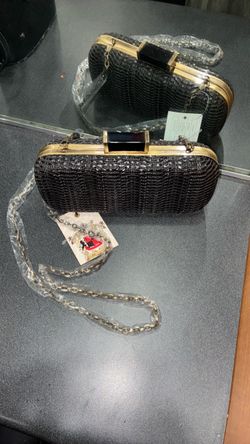 black beaded textured  evening clutch bag