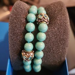 Heidi Daus Glass Turquoise Swarovski Rhinestone Bracelet