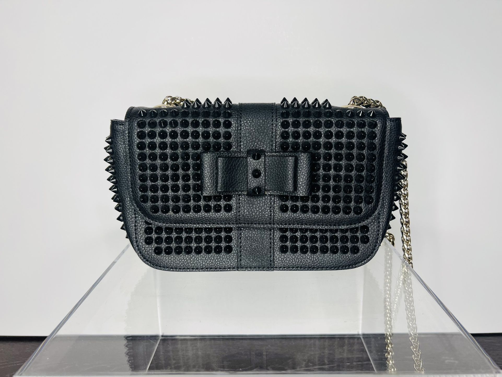 Christian Louboutin Sweety Charity Mini Spiked Leather Shoulder Bag in  Black