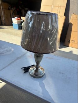 Brushed Metal Table Lamp with Fabric Shade