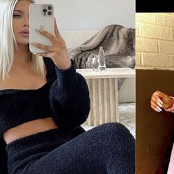 2 Pc Soft Cozy Sweater Crop Halter Pink & Black Tank Tops Pink And Black 