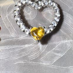 Vintage Sterling Heart Pendant with Citrine Heart Stone  