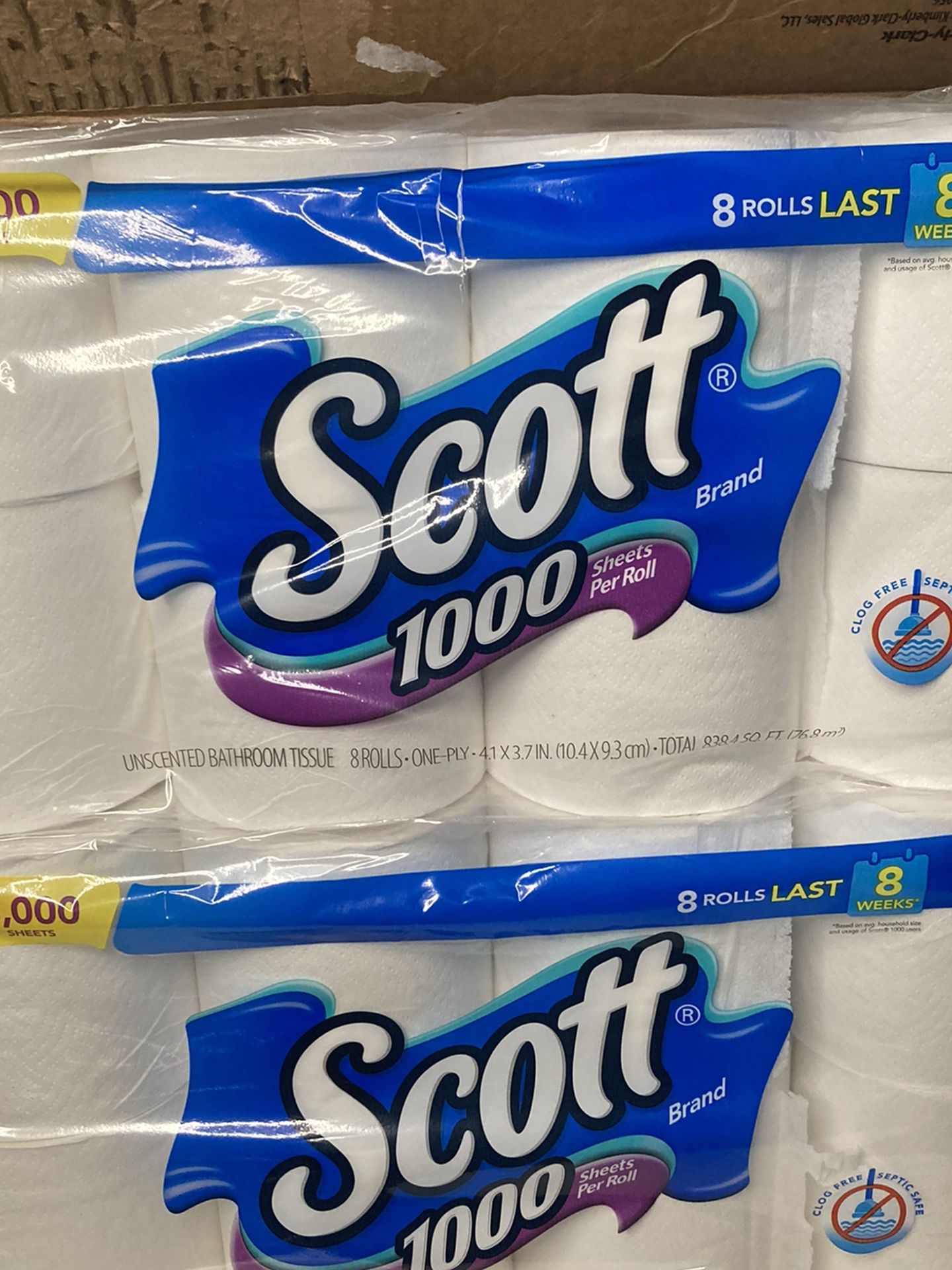 Scott 1000 Sheets Per Roll Toilet Paper, 32 Rolls (4 Packs of 8) Bath Tissue