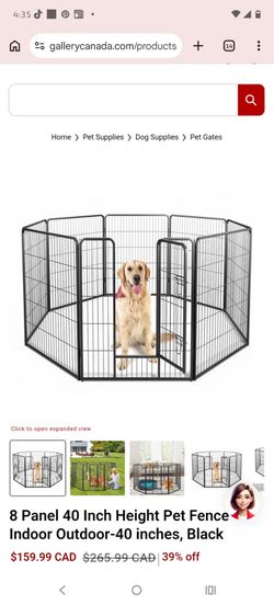 8 Panel 40 Inch Black Metal Pet Playpen