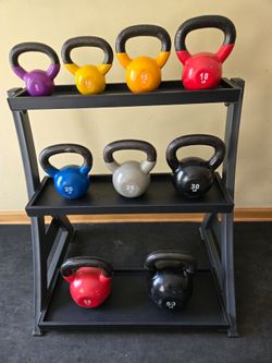 Power Systems 8lb thru 50lb (211lb) Kettlebell Set With Rack