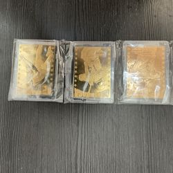 3 Pro Mint 1998 22 Karat Gold Baseball Cards In Thick Plastic Cases With COAs David Justice, David Cone, Andres Gallaraga
