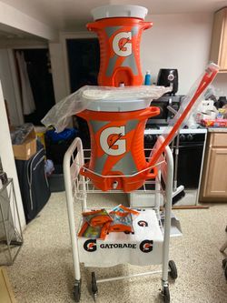 Gatorade Coolers and Cart with Mixing Spoon and Towels