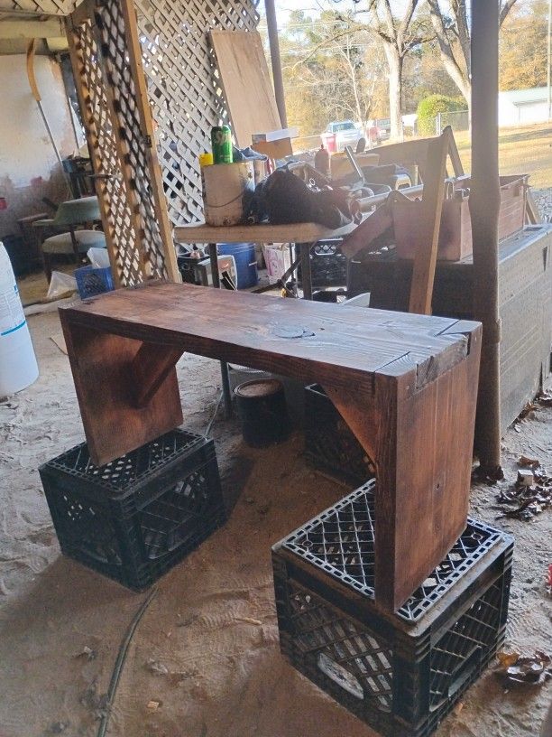 Stained Wooden Bench
