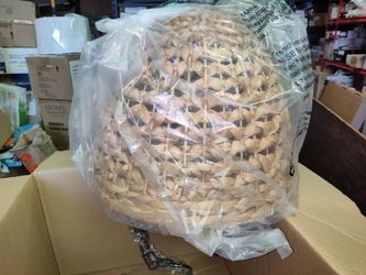 LNC rattan chandelier pendant light fixture in black