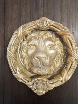 Brass Lion Face Door Knockers 8 Inch