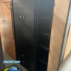 Black Jumbo Tall Wardrobe Extra Shelves Attached