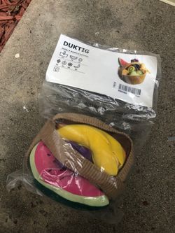 Stuffed animal fruit basket set