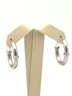 14K WHITE GOLD 5.75 GRAMS TEXTURED HOOP EARRINGS USED