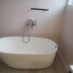 Large Free-standing Sofa Tub With Custom Wall Mount Fixture