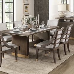 DINING SET BROWN GOLD TRIM