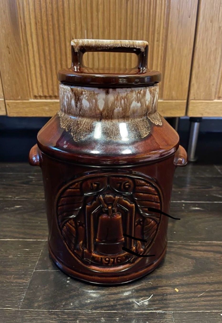 Vintage McCoy 1 brown drip glazed cookie jar